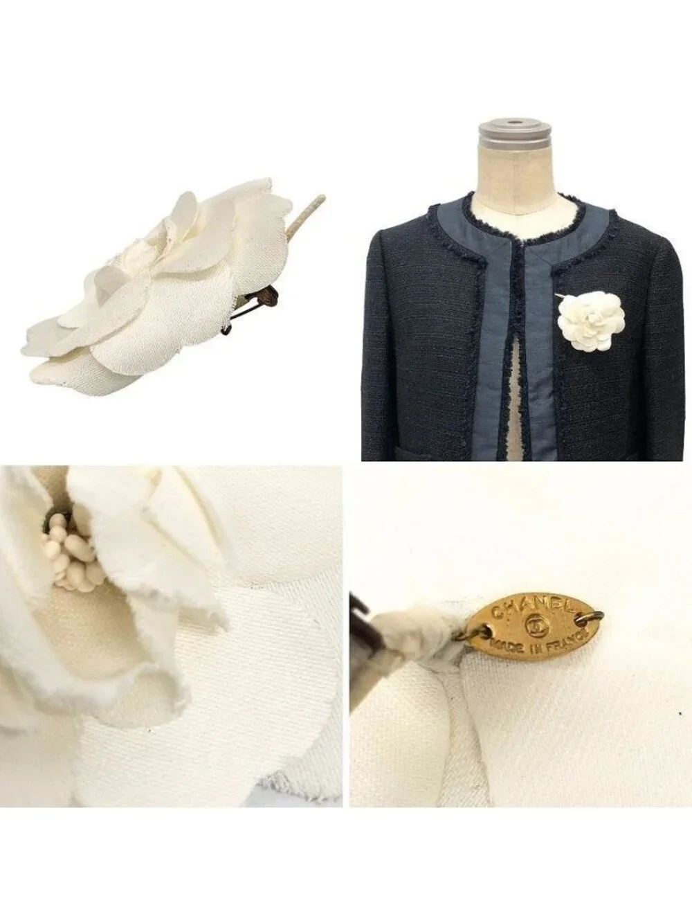 Chanel Camellia Corsage Brooch White